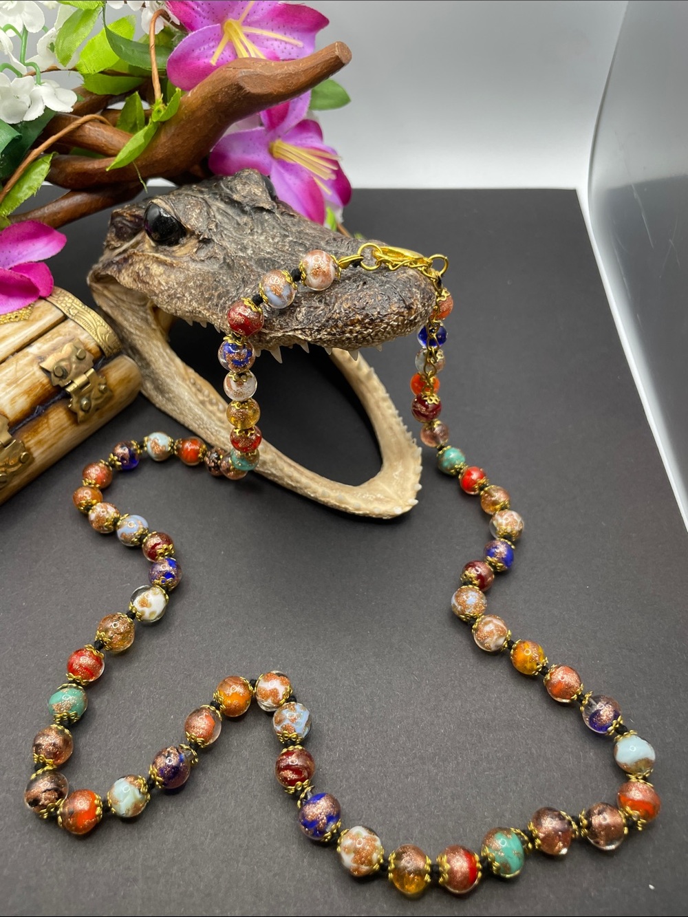 Murano glass hand knotted necklace B5